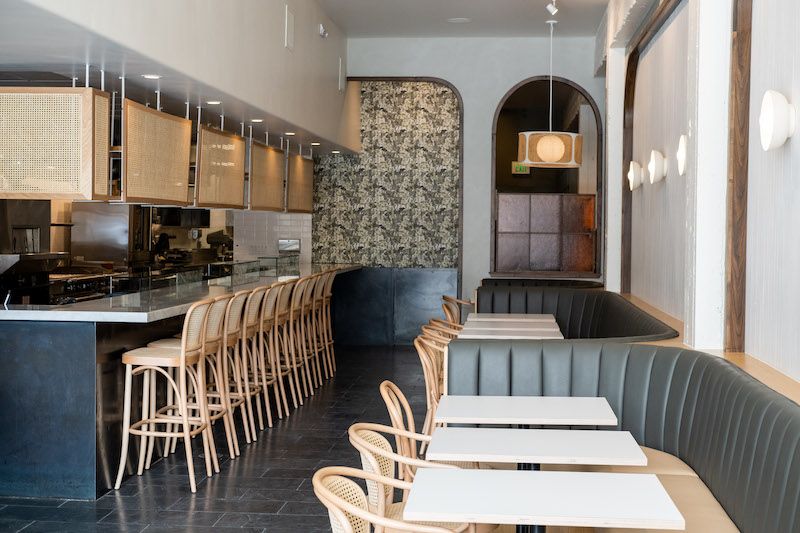 seating at mattina and a kitchen counter