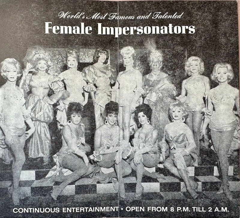 souvenir menu vintage pic finocchio's club san francisco drag performers female impersonators