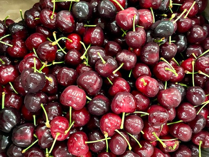 Freshly picked and washed cherries from Rachi Olympus