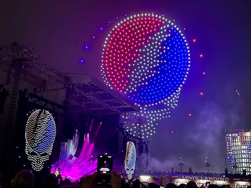 drone show at the final Dead & Company tour concert with the steal your face symbol