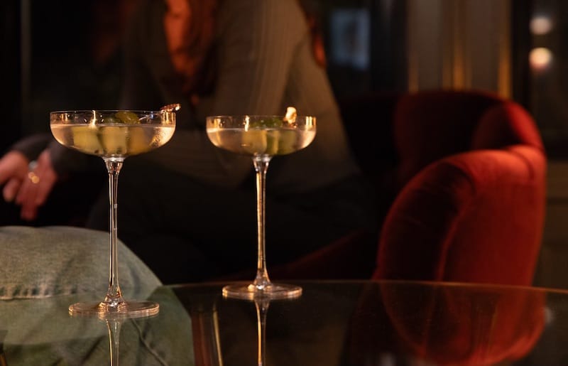 martinis in long-stemmed coupes