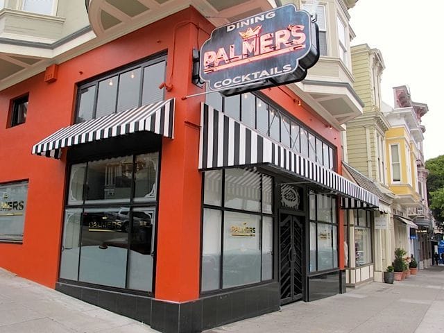 The bright-orange exterior of Palmer’s Tavern.
