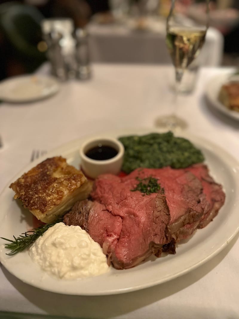 English-style prime rib with scalloped potato and horseradish cream at Harris