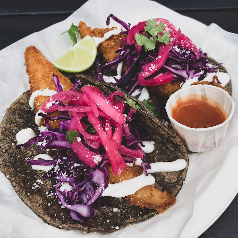 These crispy fish tacos, served in true Baja fashion, have been called some of the best fish tacos in the City. Instagram photo courtesy of @chicano_nuevo.