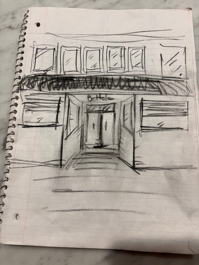 A sketch of the entrance to Bettola. Courtesy of Gianluca Legrottaglie.