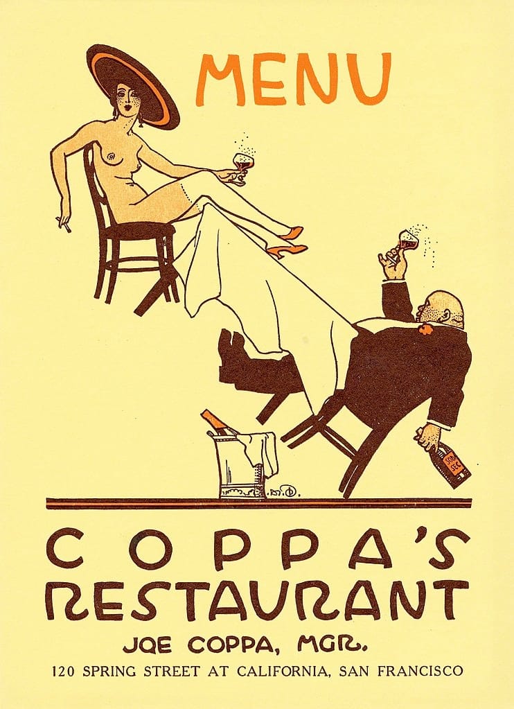 Menu from Coppa’s Restaurant, San Francisco, California; menu collection, courtesy of California Historical Society.
