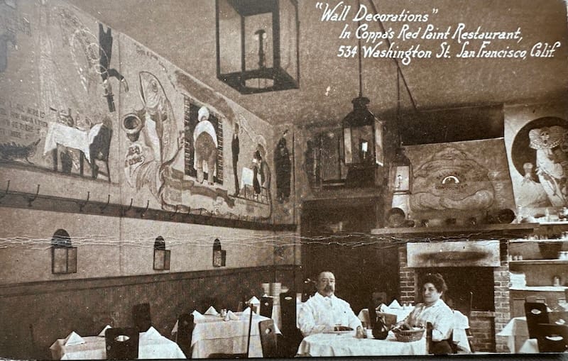Joseph “Papa” Coppa and his wife Elizabeth in Coppa’s Restaurant. From the tablehopper vintage postcard collection.