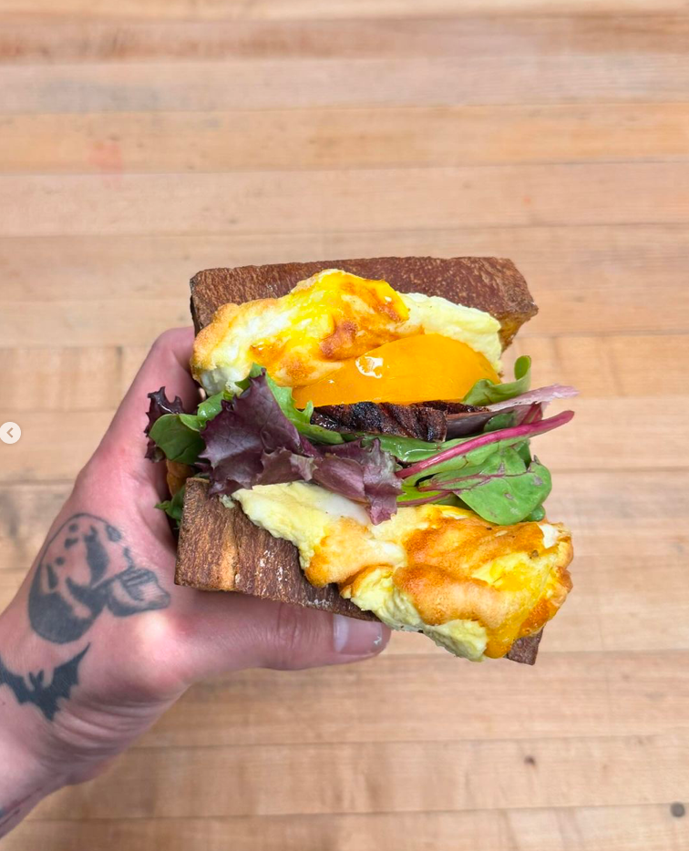 Bellaria’s egg soufflé sandwich. Instagram photo via @bellariadesserts.