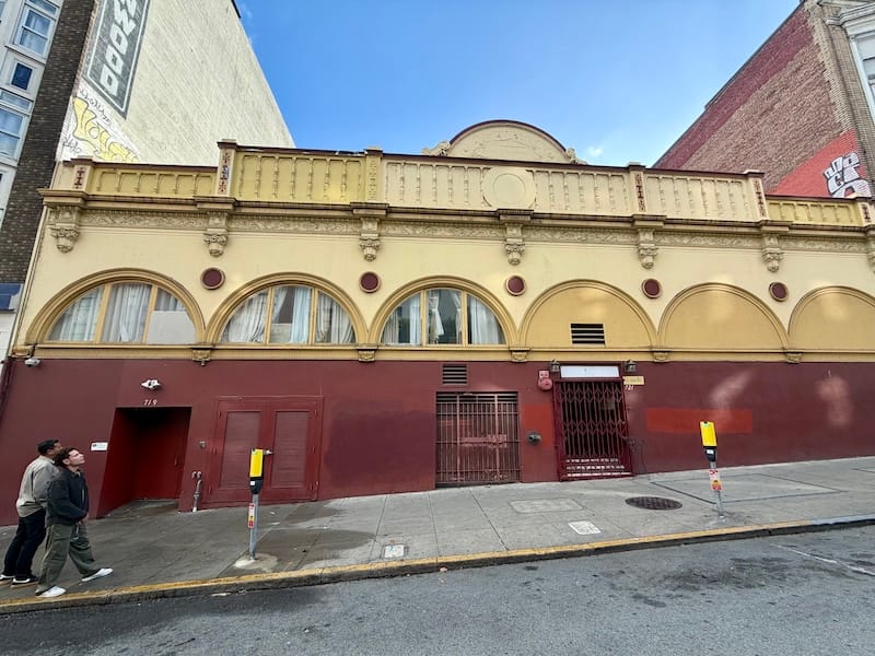 The exterior of the Sutter Street side of the building, where there used to be six storefronts. Photo: © tablehopper.com.