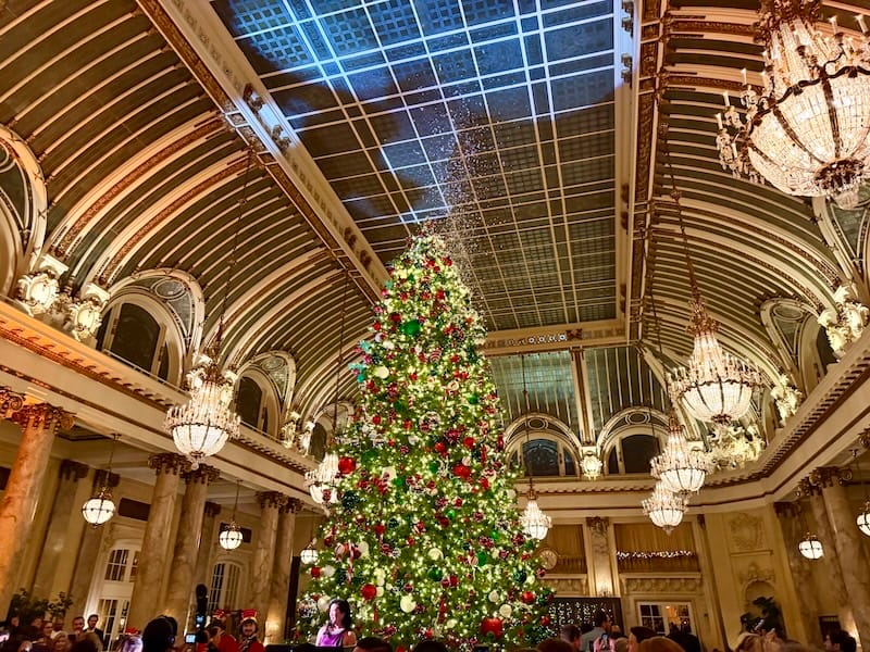 Kristi Yamaguchi was the emcee for the Palace Hotel’s 150th anniversary and tree-lighting ceremony in the grand Garden Court on December 5th. Photo: © tablehopper.com.
