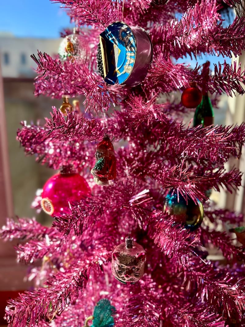 My pink tinsel tree last year. Photo: © tablehopper.com.