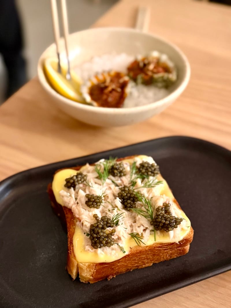 Dungeness crab brioche with caviar at Arquet. Photo: © tablehopper.com.