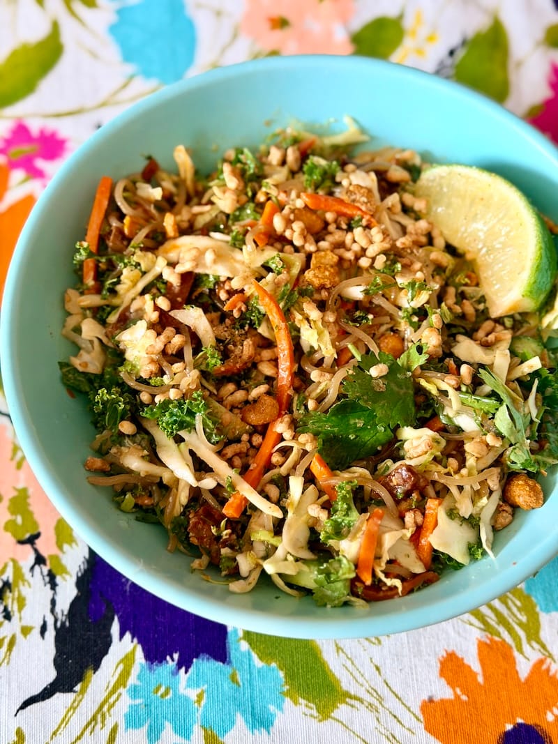 This isn’t even the full portion of the Thai crispy rice crunch salad from goop kitchen SF. Photo: © tablehopper.com.
