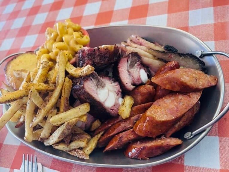 A combo of smoked Cajun andouille sausage, brisket, and end tips. [Edited] Yelp photo by Brian L.