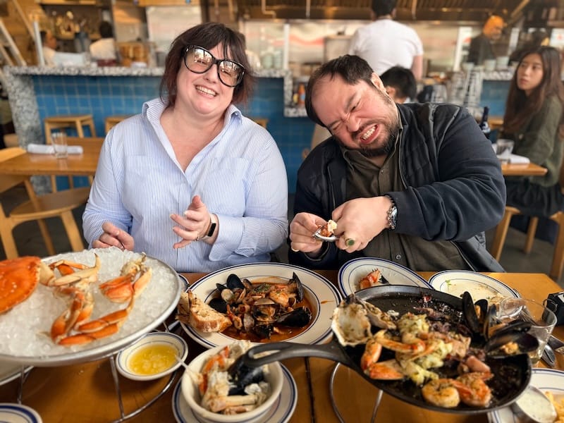 Crackin’ crab at Popi’s Oysterette with Gen the birthday girl and The Dapper Diner. Photo: © tablehopper.com.