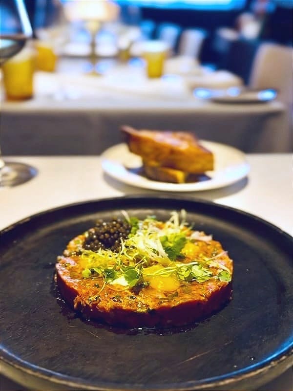 Smoked steak tartare with The Caviar Co. kaluga. Photo: © tablehopper.com.