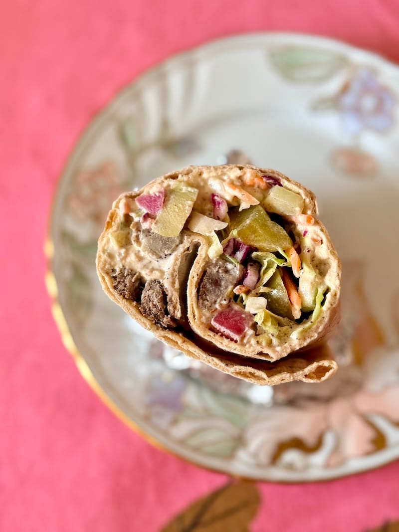 A cross-section of the lamb wrap. Photo: © tablehopper.com.