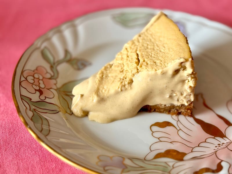A dreamy, runny slice of Lady Madrid’s pistachio cheesecake. Photo: © tablehopper.com.