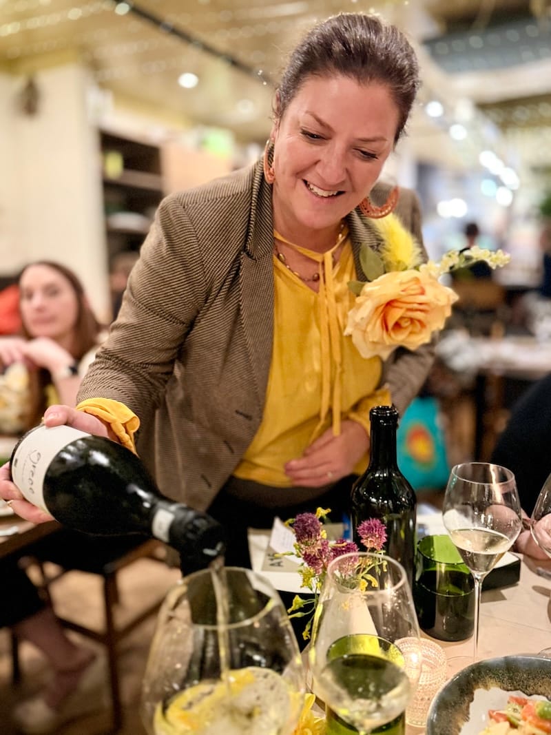 Shelley Lindgren doing her Festa della Donna/goddess of the grape magic at A16 SF. Photo: © tablehopper.com.