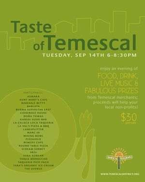 Enjoy a Taste of Temescal on Tuesday September 14th