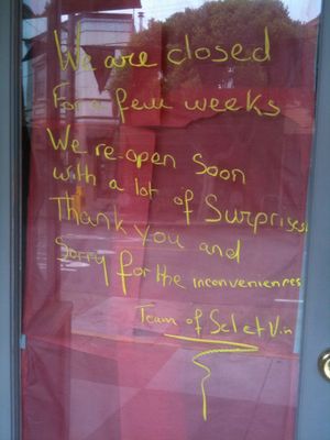 Sel et Vin (Temporarily?) Closed; Dusit Thai and SR24 Permanently Shut